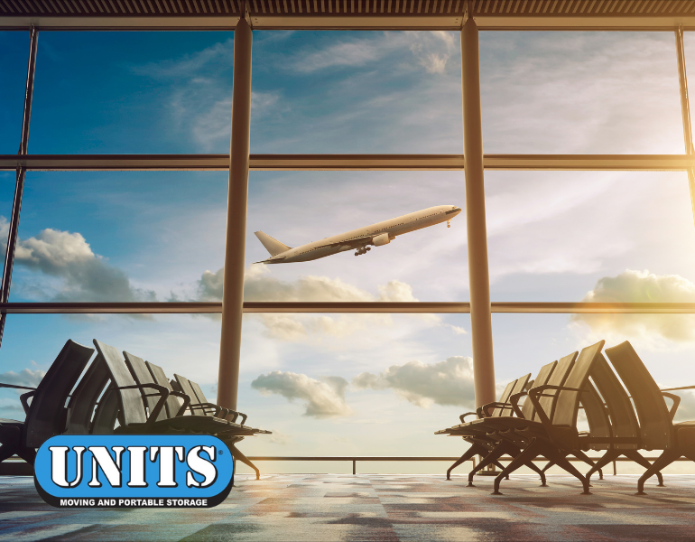 a pic of an airport and units logo