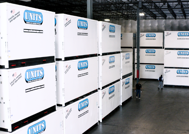 UNITS Moving and Portable Storage of Cincinnati containers in a warehouse.