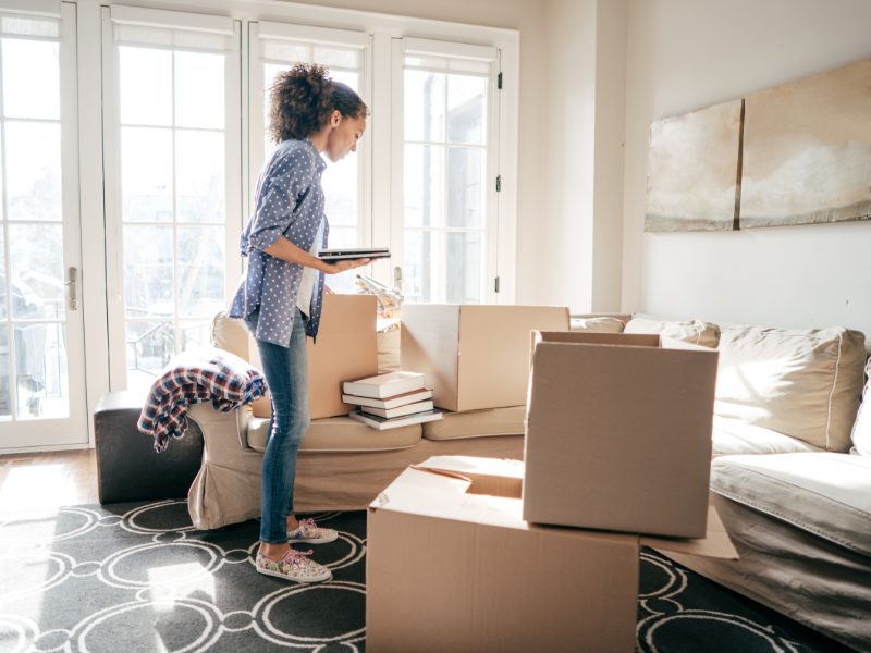 woman packing for her move