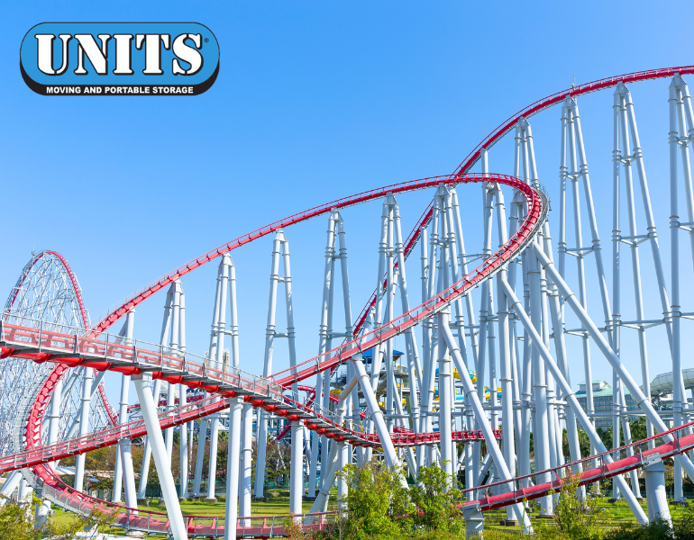 pic of roller coaster and units logo