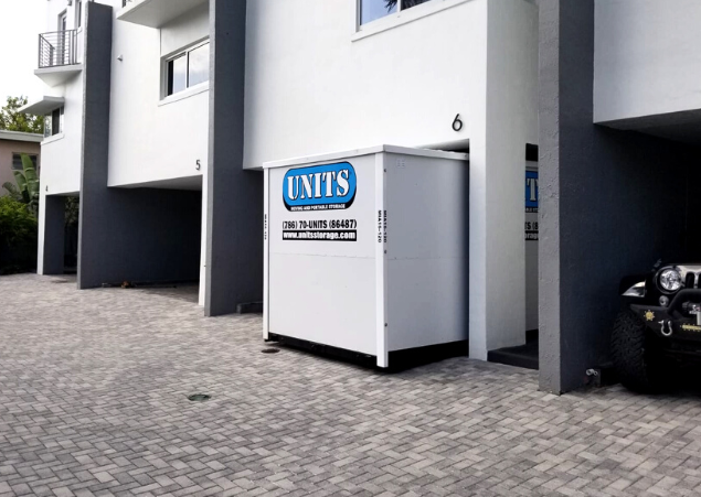UNITS Moving and Portable Storage of Miami containers in garage.