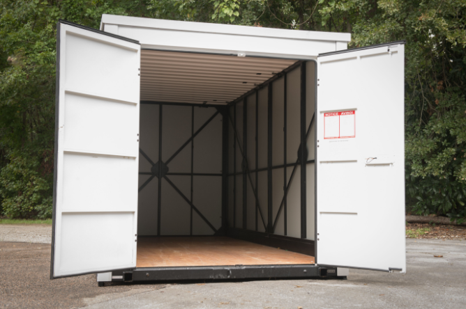 Empty UNITS Moving and Portable Storage Container.
