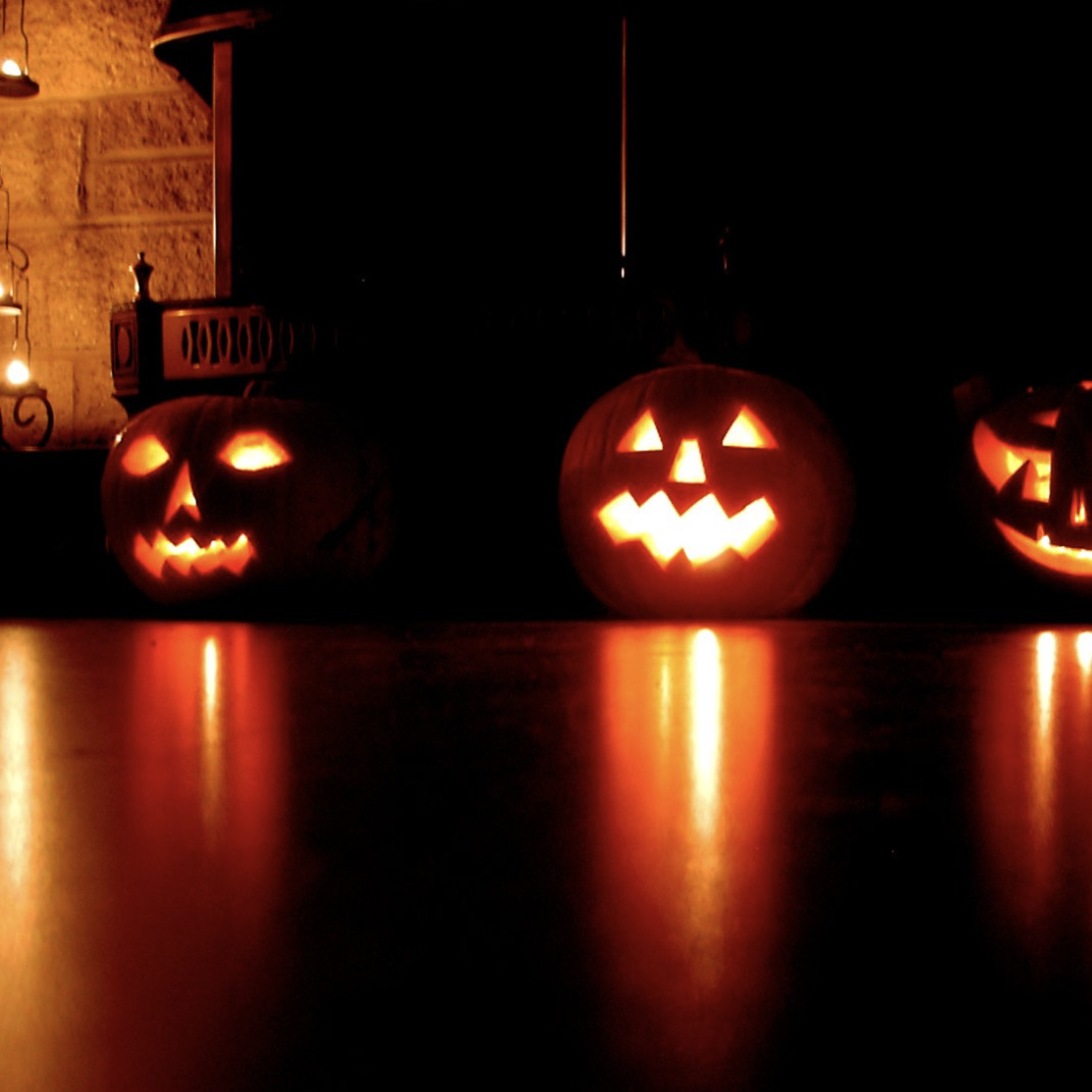 Units of Omaha & Lincoln pumpkins that have been carved for halloween